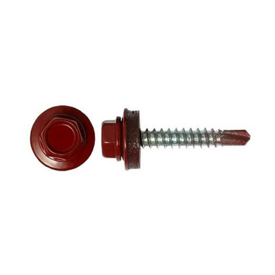 Саморез КР св. 4,8х28 RAL-3011 (тёмно-красный) (60 шт) с ок
