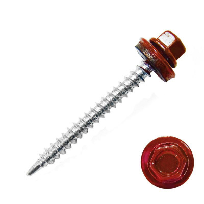 Саморез КР св. 4,8х70 RAL-3011 (темно-красный) (30 шт) с ок.